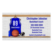 Personalisierter blauer Basketball Jersey Visitenkarten Vorlage