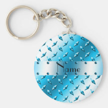 Personalisierter blauer Diamantplattennamensstahl Schlüsselband