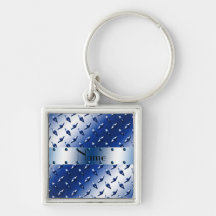 Personalisierter blauer Diamantplattennamensstahl Schlüsselband