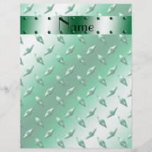 Personalisierter grüner Diamantplattennamensstahl Flyerdruck