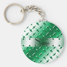 Personalisierter grüner Diamantplattennamensstahl Schlüsselband