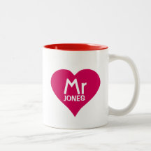 Personalisierter Herr Mug im roten Herzen Kaffee Haferl