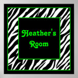 Personalisierter Kinderwand-Dekor - Zebra u. Limon Plakate