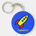 Personalisierter Name - Cartoon-Rocket-Schiff Schlüsselanhänger