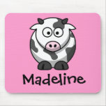 Personalisierter Name - niedliche Cartoon-Kuh Mauspads