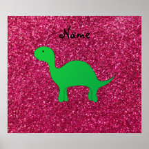 Personalisierter Namensdinosaurierrosa-Glitter Plakatdruck