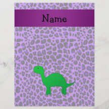 Personalisierter Namenslila Leopard dino Vollfarbige Flyer
