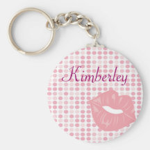 Personalisierter Namensschlüsselring - rosa Lippen Schlüsselband