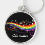 Personalisierter Regenbogen-weißer Musiknoten Keyc Schlüsselband