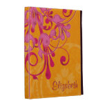 Personalisierter rosa orange BlumeniPad Folio-Kast