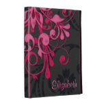Personalisierter rosa schwarzer BlumeniPad Folio-K