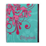 Personalisierter rosa Türkis BlumeniPad Folio-Kast