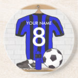 Personalisierter schwarzer und blauer Fußballfußba Untersetzer