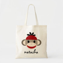 Personalisierter Socken-Affe Bookbag Einkaufstaschen