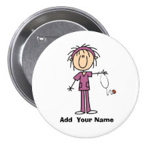 Personalisierter weiblicher Strichmännchen-Kranken Anstecknadelbuttons