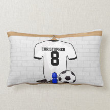 Personalisierter weißer und schwarzer Fußballfußba Kissen