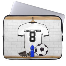 Personalisierter weißer und schwarzer Fußballfußba Laptop Computer Schutzhüllen