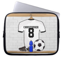 Personalisierter weißer und schwarzer Fußballfußba Laptop Sleeve Schutzhüllen