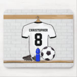 Personalisierter weißer und schwarzer Fußballfußba Mousepad
