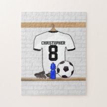 Personalisierter weißer und schwarzer Fußballfußba Puzzle