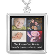Personalisiertes 4 Foto-Collagen-Halsketten-Schwar