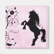 Personalisiertes aufrichtenpferd und Blumen-Magnet Kühlschrankmagnet