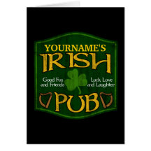 Personalisiertes irisches Pub-Zeichen Grußkarte