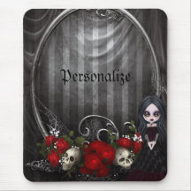 Personalisiertes Mousepad - Goth Mädchen, Schädel 