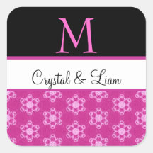 Personalisiertes rosa schwarzes niedliches Blumen- Sticker