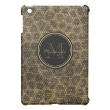 Personalized Brown and Gold Snakeskin pattern Case For The iPad Mini