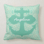 Personalized Funky Mint Anchor Pillow kissen