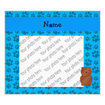 Personalized name bear blue paw pattern photo