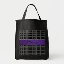 Personalized name black plaid pattern bag