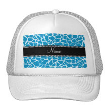 Personalized name sky blue giraffe pattern mesh hat