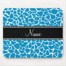 Personalized name sky blue giraffe pattern mouse pads