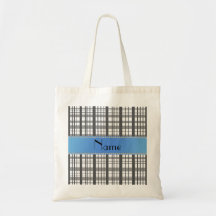 Personalized name white plaid pattern canvas bags