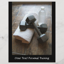 Persönlicher Trainer oder Fitness Dumbells Tuch u. Vollfarbige Flyer
