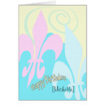 Personlized PastellLilien-Kunst-Geburtstag Karte
