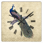 Pfau auf elegantem Elfenbein-Damast
