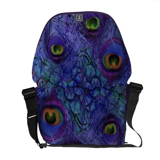Pfau-Bote-Taschen-lila Blau Kuriertasche