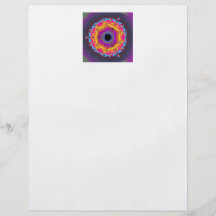 Pfau-Fraktalmandala-Gelb-Rosa lila Flyerbedruckung