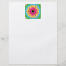 Pfau-Fraktalmandala-Rosa-Gelb Flyerbedruckung
