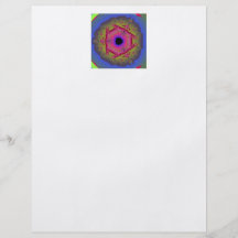 Pfau-Fraktalmandala-Rosa-Grün Flyerdruck