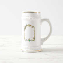 Pfau mit Goldrahmen-Becher Stein Kaffee Tasse