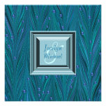 Pfau perlt lila aquamarine blaue Hochzeit Personalisierte Ankündigungskarten