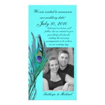 Pfau-Save the Date Fotokarte