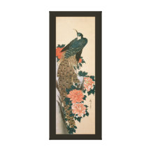 Pfau und Pfingstrosen durch Ando Hiroshige Leinwanddrucke
