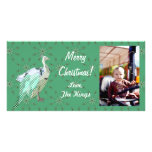 Pfau-Weihnachtsgrün-Foto-Karte Personalisierte Foto Karte