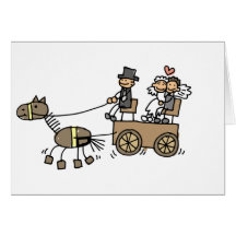 Pferd gezeichneter Wagen für Hochzeiten Grußkarte