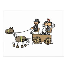 Pferd gezeichneter Wagen für Hochzeiten Postkarte